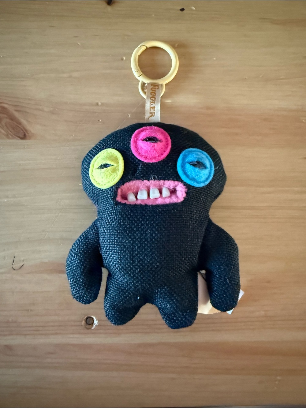 Zuru Fuggler Bag Charm Keychain Plush Black with Colorful Eyes - Like New